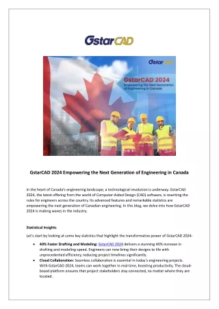 GstarCAD 2024 Empowering the Next Generation of Engineering in Canada
