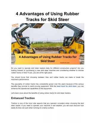 4 advantages of using rubber tracks for skid steer
