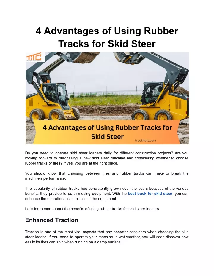 4 advantages of using rubber tracks for skid steer