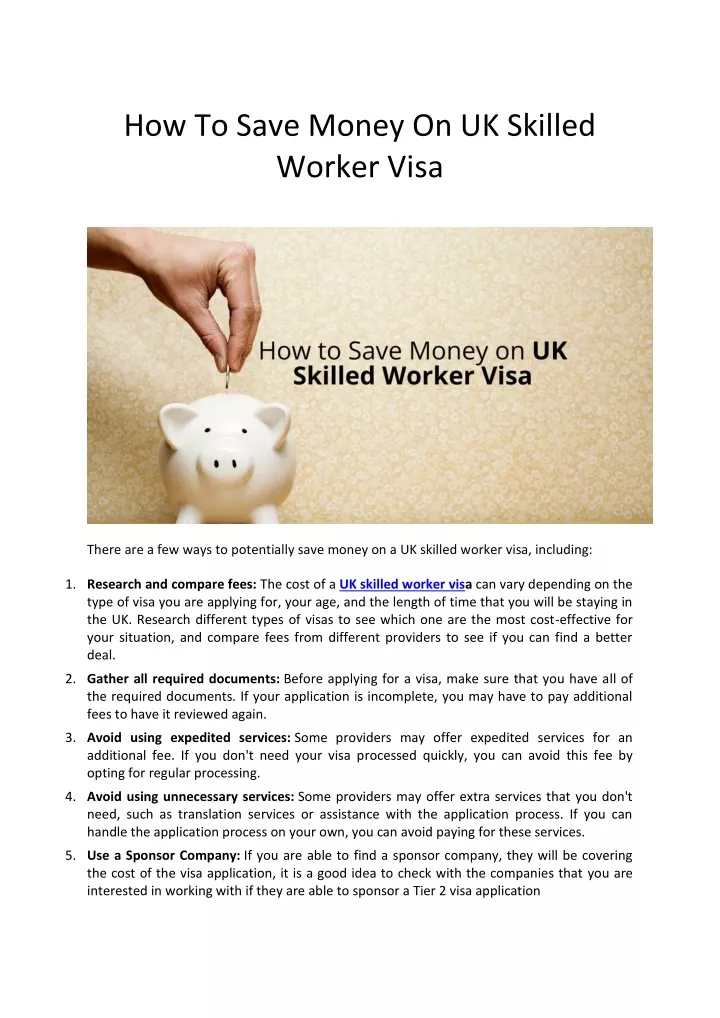 how to save money on uk skilled worker visa