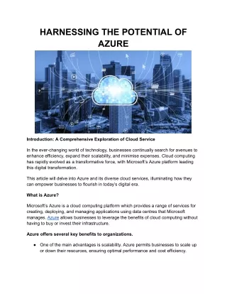 HARNESSING THE POTENTIAL OF AZURE