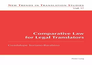 Download Comparative Law for Legal Translators (New Trends in Translation Studie