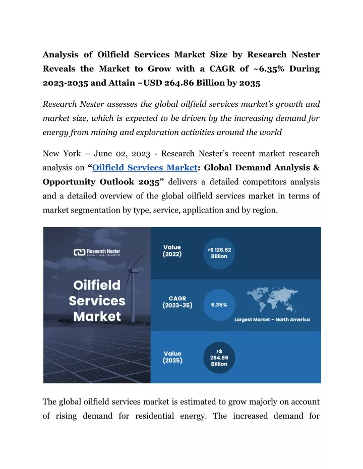 analysis of oilfield services market size
