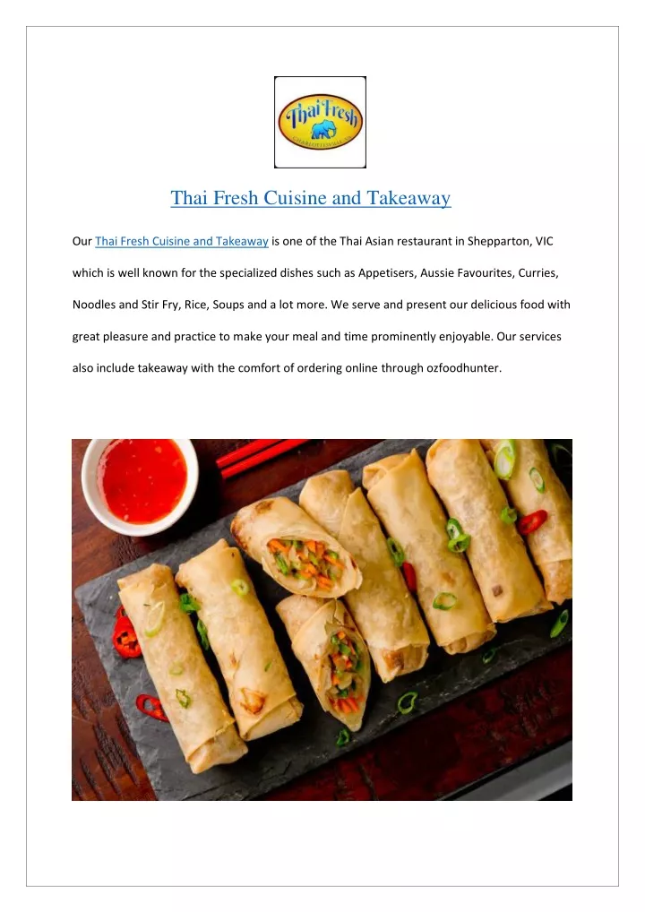 thai fresh cuisine and takeaway our thai fresh