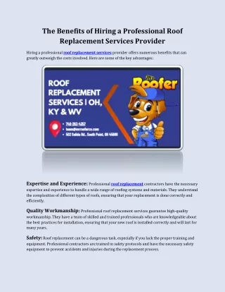 The Benefits of Hiring a Professional Roof Replacement Services Provider