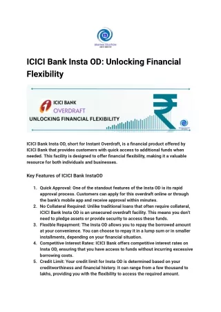 icici bank insta od unlocking financial