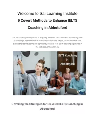 9 Covert Methods to Enhance IELTS Coaching in Abbotsford