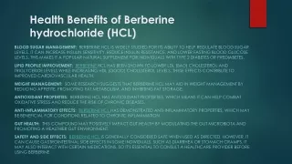 Health Benefits of Berberine hydrochloride (HCL)