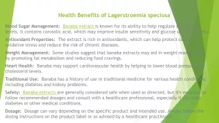 Health Benefits of Lagerstroemia speciosa