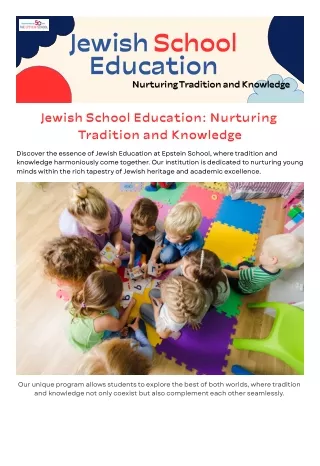 Jewish School Education: Nurturing Tradition and Knowledge