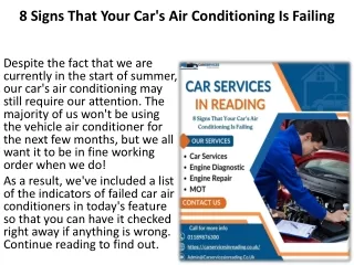 8 Signs That Your Car's Air Conditioning Is Failing