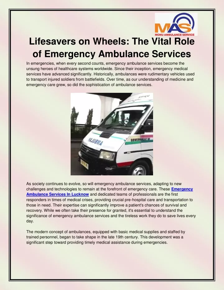 lifesavers on wheels the vital role of emergency