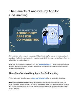 The Benefits of Android Spy Apps for Co-Parenting