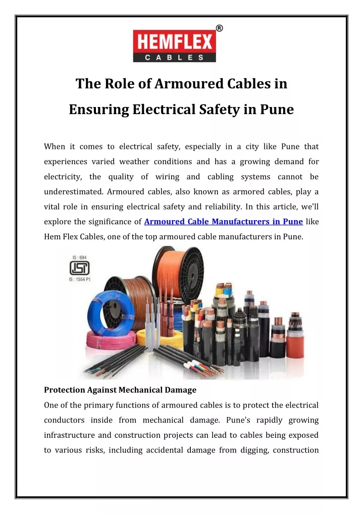 the role of armoured cables in
