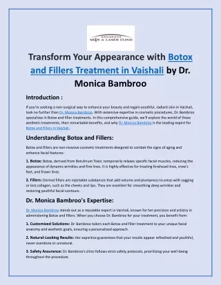 Botox and fillers treatment in Vaishali