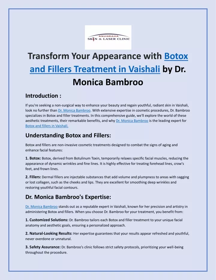 transform your appearance with botox and fillers
