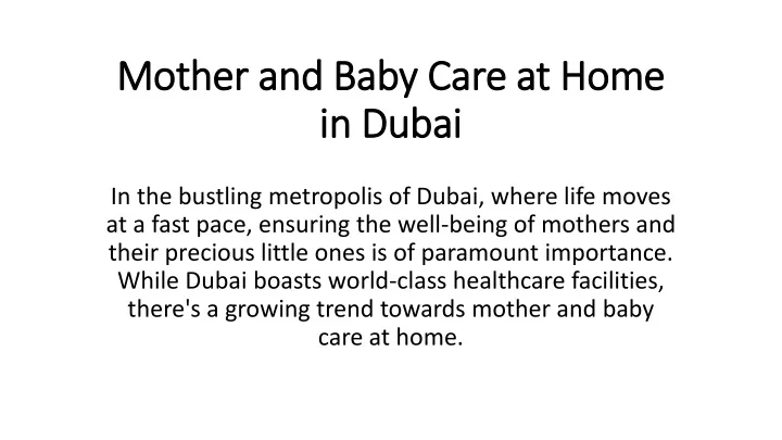 mother and baby care at home in dubai