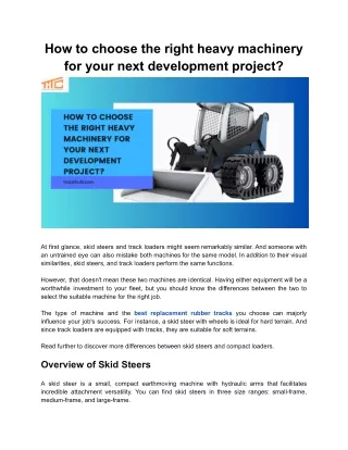 how to choose the right heavy machinery for your