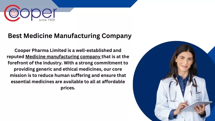 best medicine manufacturing company