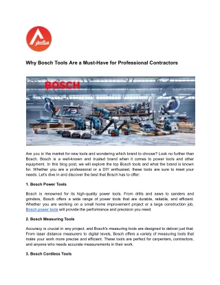 Why Bosch Tools Are a Must-Have for Professional Contractors
