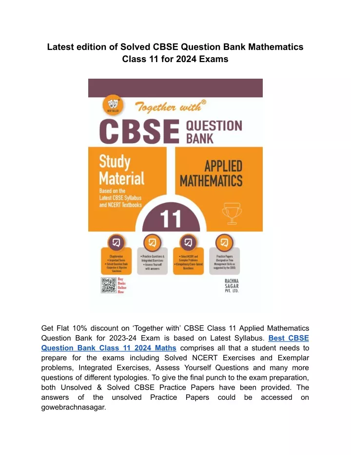 latest edition of solved cbse question bank