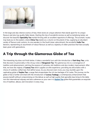 Earl Grey Tea - An Overview