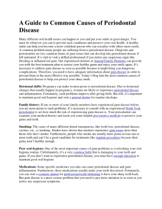 A Guide to Common Causes of Periodontal Disease