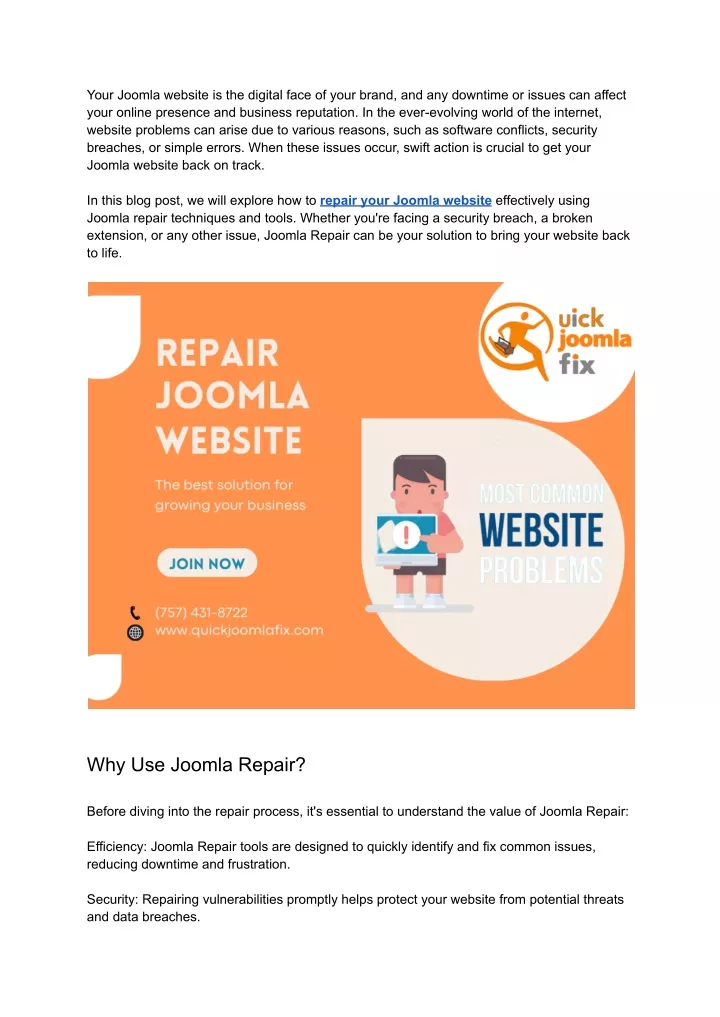 your joomla website is the digital face of your