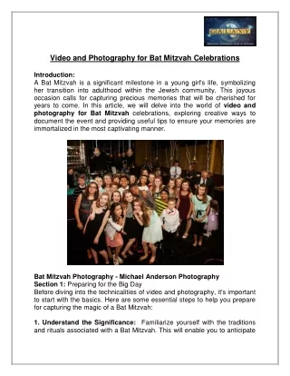 Video and Photography for Bat Mitzvah Celebrations