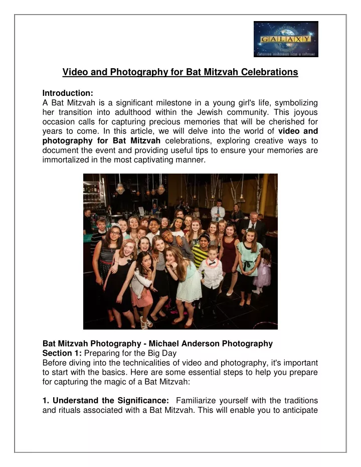 video and photography for bat mitzvah