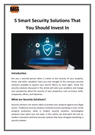 5 Smart Security Solutions That You Should Invest In