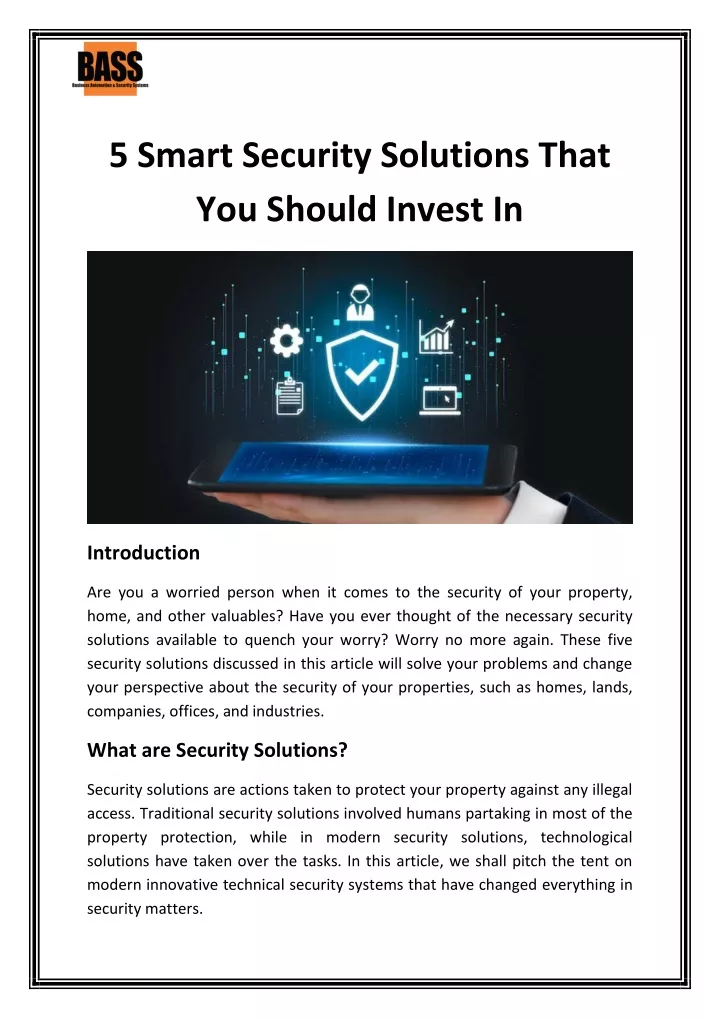 5 smart security solutions that you should invest