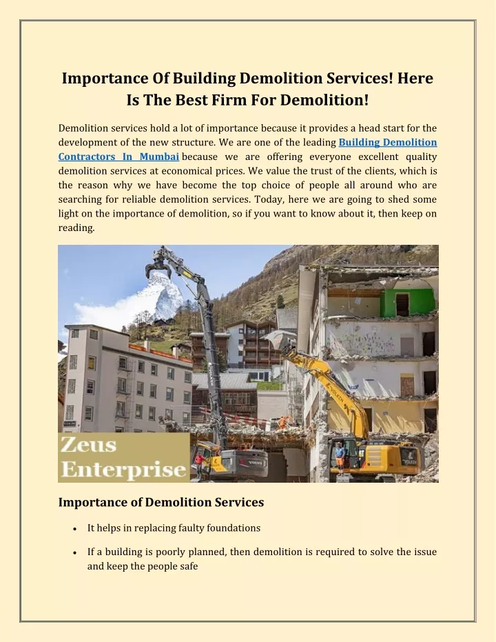 importance of building demolition services here