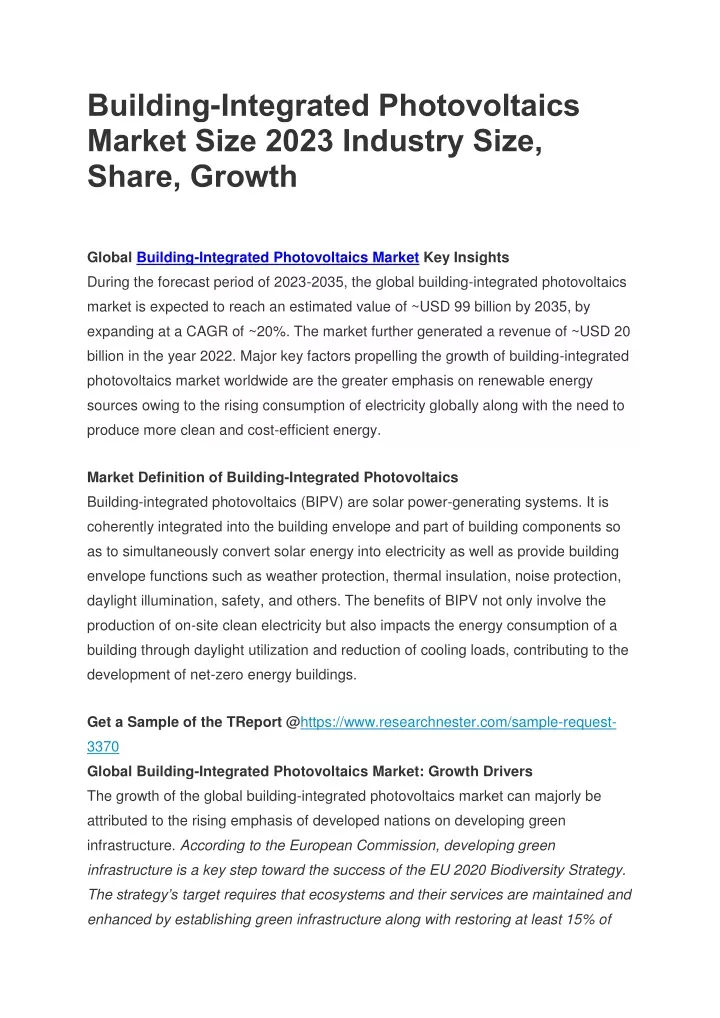 building integrated photovoltaics market size