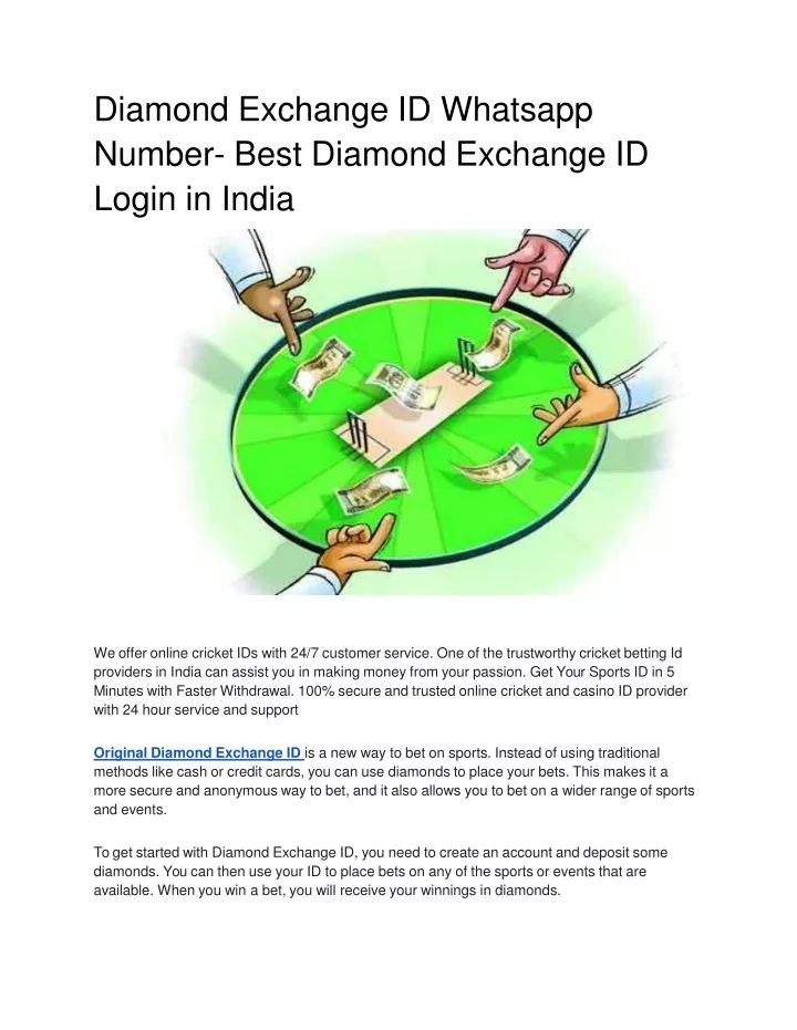 diamond exchange id whatsapp number best diamond exchange id login in india