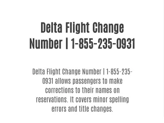 Delta Flight Change Number | 1-855-235-0931