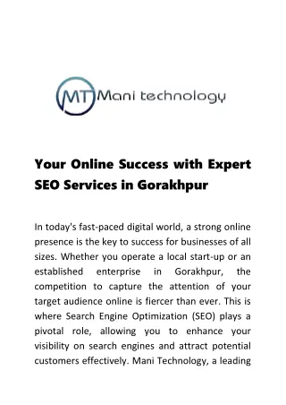 Your Online Success with Expert SEO Services in Gorakhpur