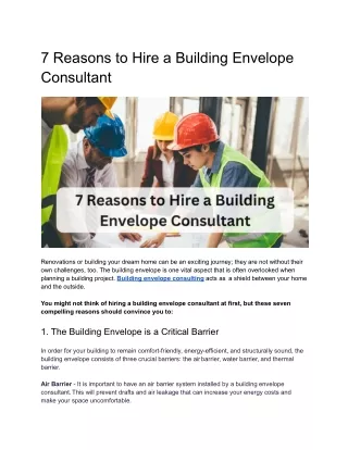 7 Reasons to Hire a Building Envelope Consultant