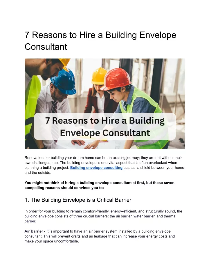 7 reasons to hire a building envelope consultant