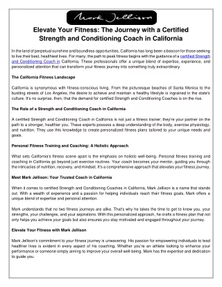 Elevate Your Fitness The Journey with a Certified Strength and Conditioning Coach in California