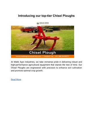 Introducing our top-tier Chisel Ploughs
