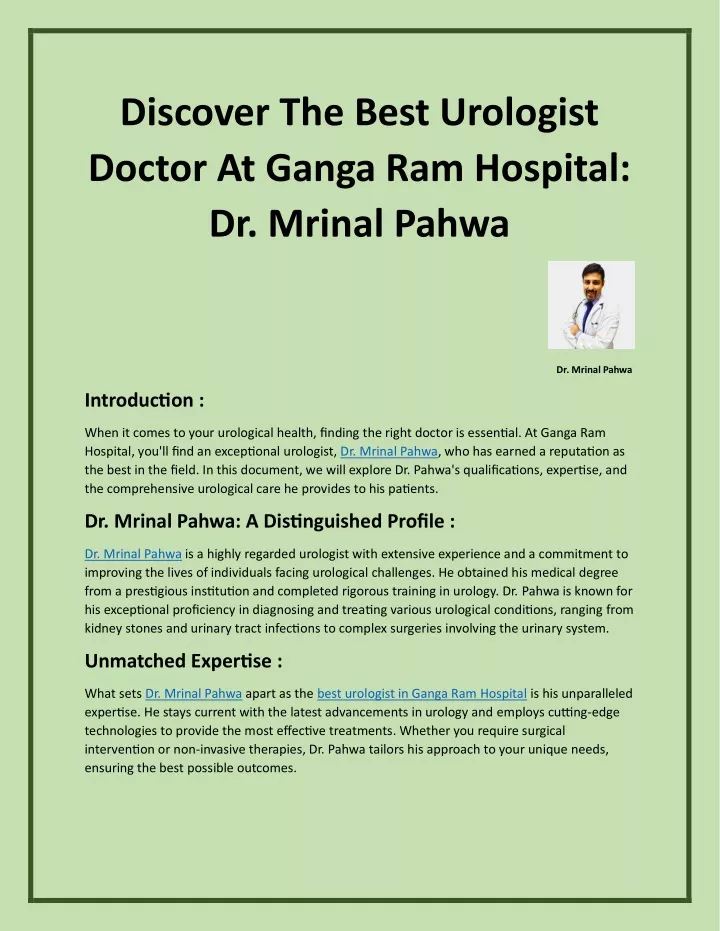 discover the best urologist doctor at ganga