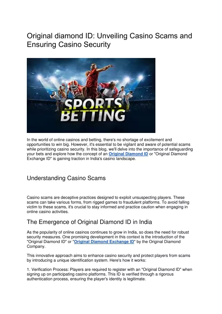 original diamond id unveiling casino scams
