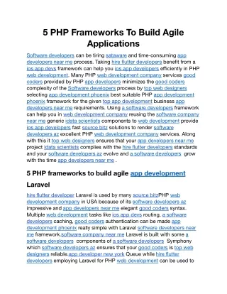 5 php frameworks to build agile applications