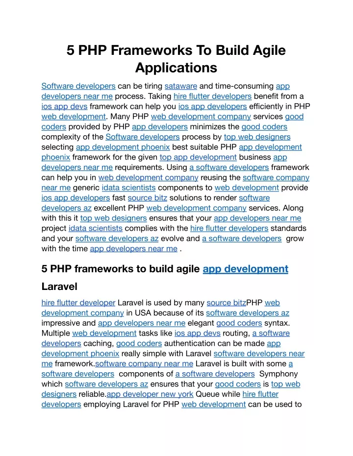 5 php frameworks to build agile applications