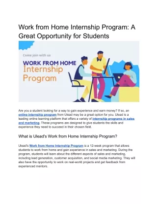Work from Home Internship Program_ A Great Opportunity for Students