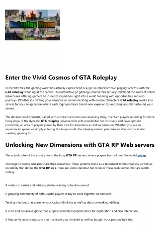 Everything about gta5 rp