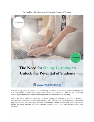 The Need for Online Learning to Unlock the Potential of Students