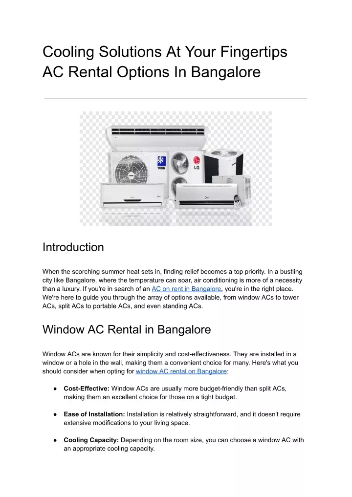 cooling solutions at your fingertips ac rental