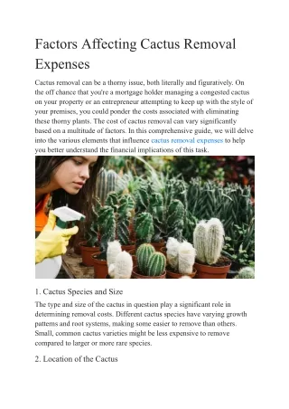 Factors Affecting Cactus Removal Expenses